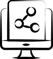 A computer monitor with two circles on it vector
