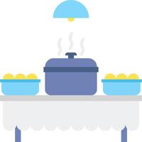 A pot on a table with a lid and pans vector