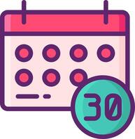 Calendar icon with 30th day in the center vector