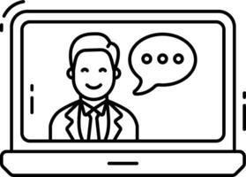 A man is talking on a laptop with a speech bubble vector