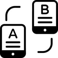 Two cell phones with the letters b and a vector