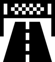 A black and white image of a road with a checkered flag vector