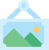 A picture frame with mountains and a sun vector