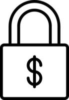 A black and white image of a padlock with a dollar sign vector