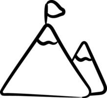 A mountain with a flag on top of it vector