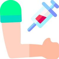A hand holding a syringe and a needle vector