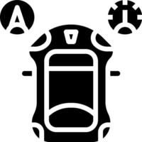 A black and white icon of a car with a steering wheel vector