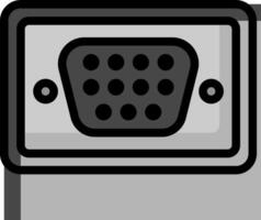 A black and white image of a computer socket vector