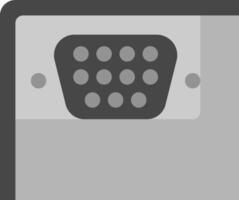 A black and white image of a computer monitor with a vga port vector