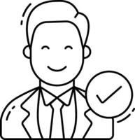 A man in a suit holding a check mark vector