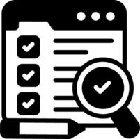 A magnifying glass and check list icon vector