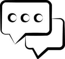 A black and white speech bubble with two dots vector