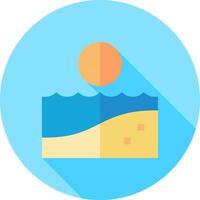 A flat icon of a beach and the sun vector