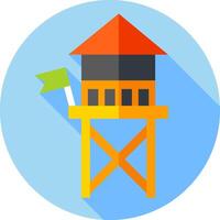 A flat icon of a lifeguard tower with a flag vector