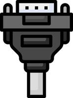 A black and white image of a computer connector vector