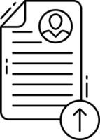 A document with a person on it and an arrow pointing up vector