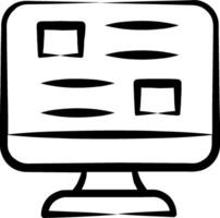 A computer monitor with a black and white outline vector