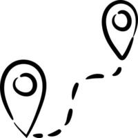 A black and white drawing of a map pointer vector