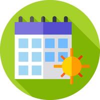 A calendar with a sun and a calendar icon vector