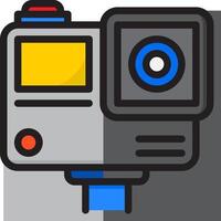 An icon of a camera with a blue light vector