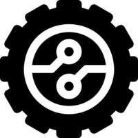 A black and white gear wheel with a symbol on it vector