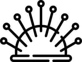 A black and white icon of a hat with pins vector