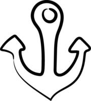 An anchor is drawn in black and white on a white background vector