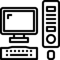Computer icon, black and white vector