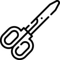 A black and white line drawing of a pair of scissors vector