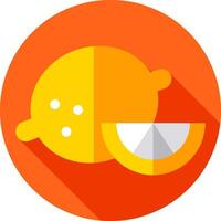 A lemon and a slice of lemon in a flat icon vector