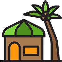 A small house with a palm tree in the background vector