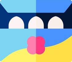 A blue and yellow square with a pink and blue heart vector