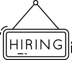 A black and white sign with the word hiring on it vector