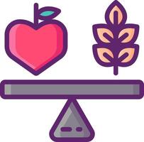 Apple and wheat on a balance scale vector