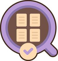 Magnifying icon with check mark and paper vector