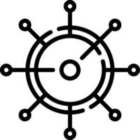 A black and white icon of a ship wheel vector
