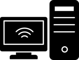 A black and white computer and a wifi symbol vector