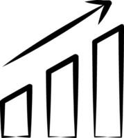 A graph with an arrow going up vector