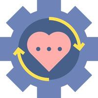A heart in a gearwheel with arrows pointing to it vector
