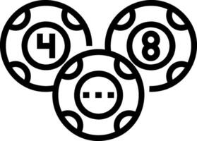 A black and white drawing of three chips with numbers vector