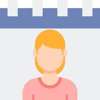A woman is standing in front of a facebook icon vector