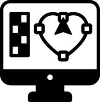 A computer monitor with a heart on it vector