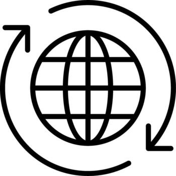 A globe with arrows around it and a circle vector