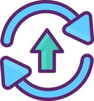 A blue arrow pointing up in a circle with a green arrow pointing down vector