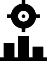 A black and white icon of a gun and a target vector