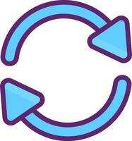 A blue and purple circular icon with arrows pointing in different directions vector