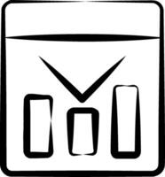 A black and white icon of a box with a clock vector