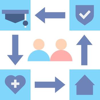 A set of icons with arrows pointing to different directions vector