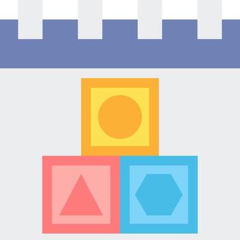 A colorful stack of blocks with a calendar on top vector