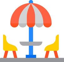 A table and chairs under an umbrella vector